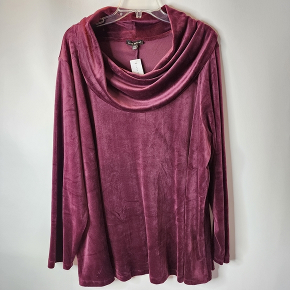 Lane Bryant Sweaters - Lane Bryant Sweater Velour Swing Collection Burgundy Cowl Neck Size 26/28 NWT